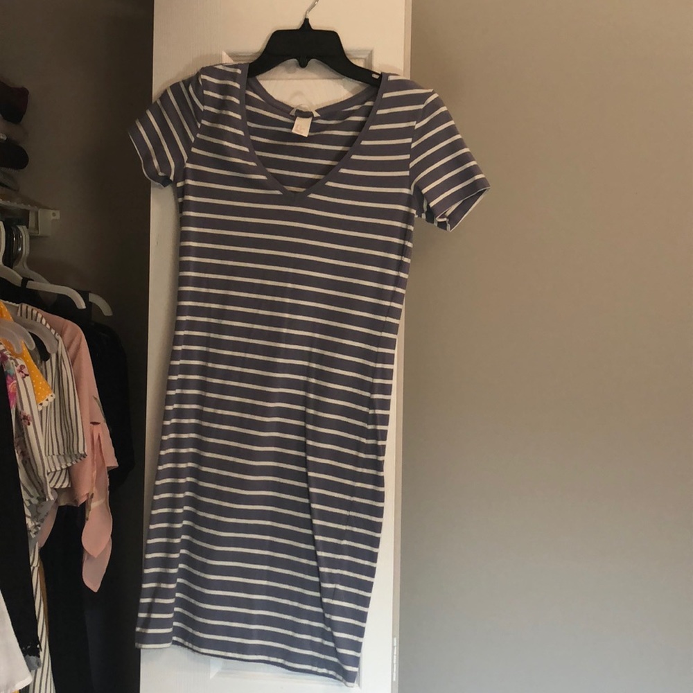 Grey and white striped dress